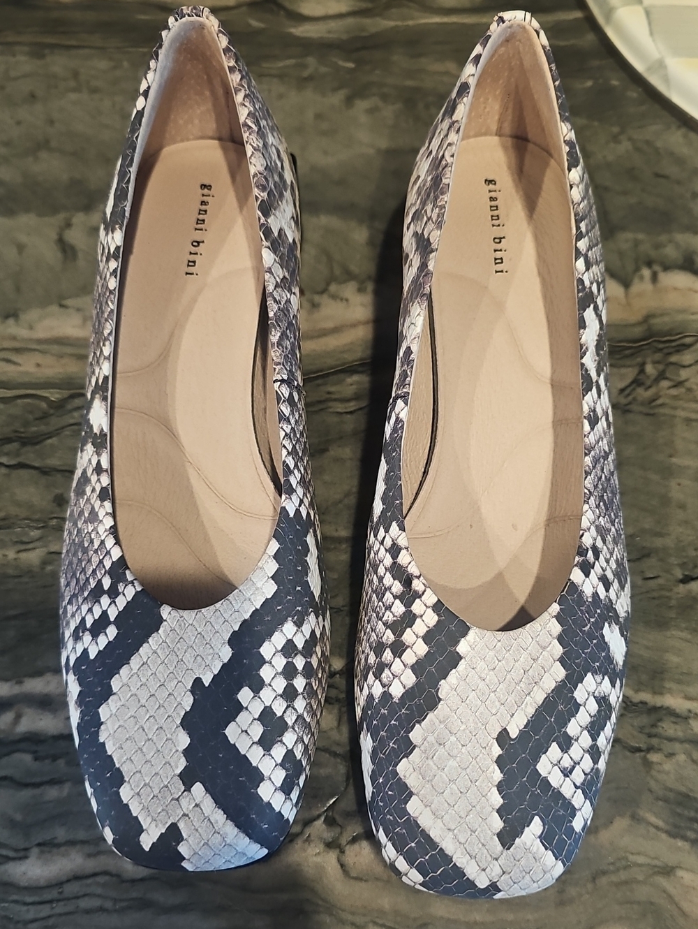 Gianni Bini Walt Snake Print Square Toe Shoe
